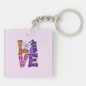 Liefde - Heks Zwarte Kat Sleutelhanger (Achterkant)