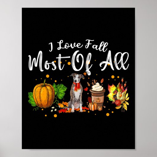 Liefde Herfst Het meest van alle pompoen Greyhound Poster (Voorkant)
