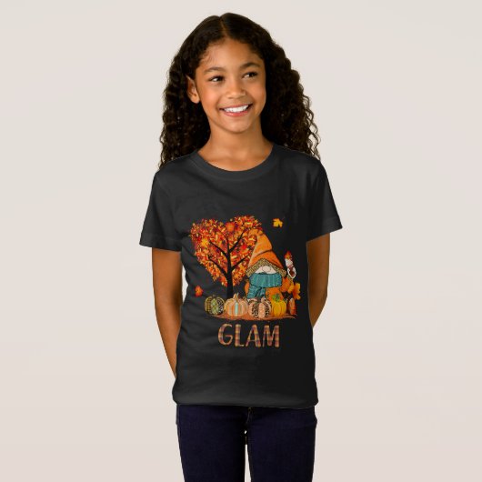 Liefde herfst kabouters Glam halloween pompoen oma T-shirt (Voorkant volledig)