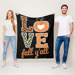 Liefde Herfst Y'All Luipaardprint Herfst Thanksgiv Fleece Deken