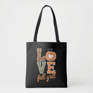 Liefde Herfst Y'All Luipaardprint Herfst Thanksgiv Tote Bag