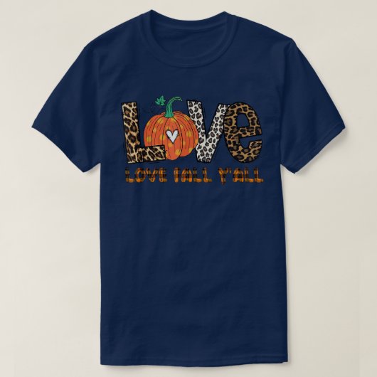 Liefde Herfst Yall Pumpkin Leopard Peace Love Autu T-shirt (Design voorkant)