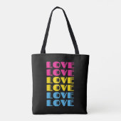 Liefde Herhalende Tekst LGBTQ Panseksuele Trots Tote Bag (Achterkant)