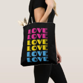 Liefde Herhalende Tekst LGBTQ Panseksuele Trots Tote Bag (Dichtbij)