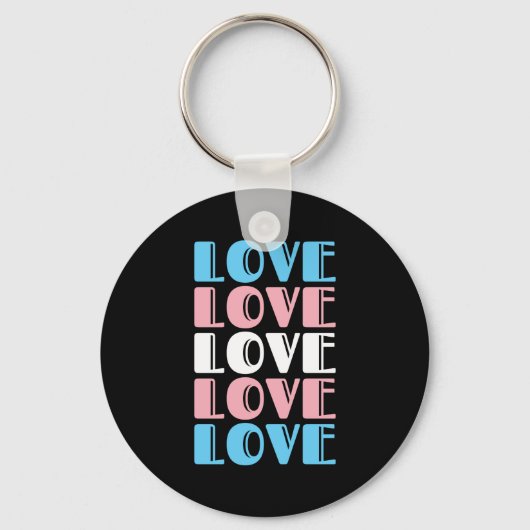 Liefde Herhalende Tekst LGBTQ Transgender Pride Sleutelhanger (Voorkant)