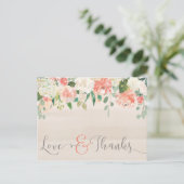 Liefde & het Bedankt de Bloemen danken u Briefkaart (Staand voorkant)