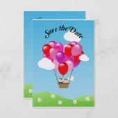 Liefde hete luchtballon Wedden Save the date (Voorkant / Achterkant)