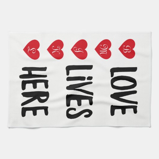 Liefde hier Monogram White Theedoek (Horizontaal)