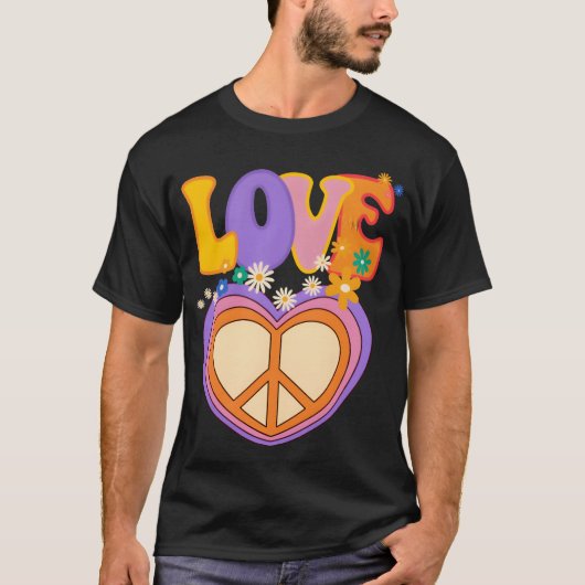 Liefde Hippie Hart meisje T-shirt (Voorkant)