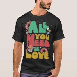 Liefde Hippie Vredesbord 60s 70s Groovy Retro Vint T-shirt