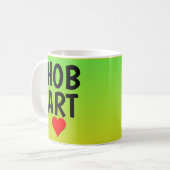 Liefde HOBART (of jouw tekst) Hart op Groen Goud Koffiemok (Voorkant links)