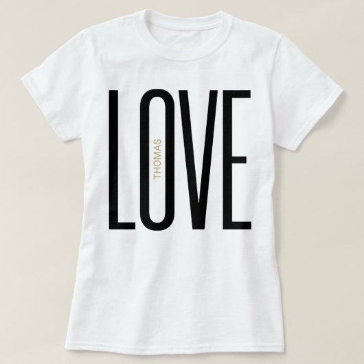Liefde hoge letters Monogram White Gold Clean Desi T-shirt (Design voorkant)
