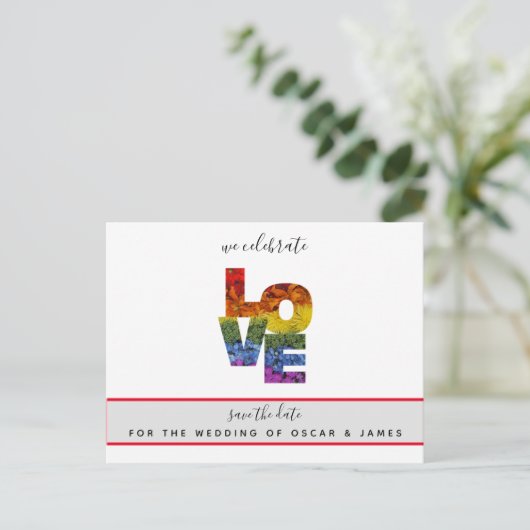 LIEFDE Homohuwelijk Save the Date Briefkaart (Staand voorkant)
