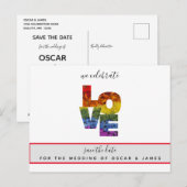 LIEFDE Homohuwelijk Save the Date Briefkaart (Voorkant / Achterkant)
