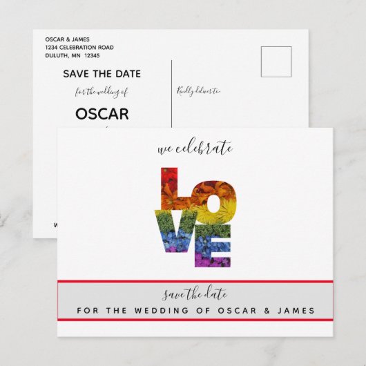 LIEFDE Homohuwelijk Save the Date Briefkaart (Voorkant / Achterkant)