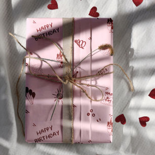 Liefde Hond 1e Verjaardag – Mopshond, Ballonnen Inpakpapier Vel