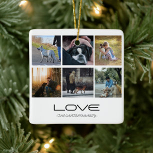 Liefde Hond Familie Portret Collage Ontwerp Keramisch Ornament