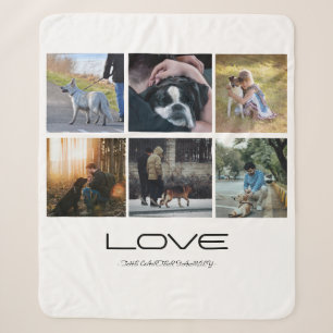 Liefde Hond Familie Portret Collage Ontwerp Sherpa Deken