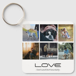 Liefde Hond Familie Portret Collage Ontwerp Sleutelhanger