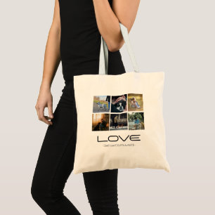 Liefde Hond Familie Portret Collage Ontwerp Tote Bag