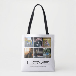 Liefde Hond Familie Portret Collage Ontwerp Tote Bag