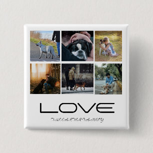 Liefde Hond Familie Portret Collage Ontwerp Vierkante Button 5,1 Cm
