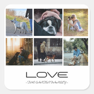 Liefde Hond Familie Portret Collage Ontwerp Vierkante Sticker