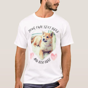 Liefde hond foto hartvorm tekst en roze harten t-shirt