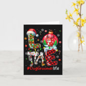 Liefde Hond Groomer Kerstmis Santa Rendier Matchin Kaart (Gele Bloem)