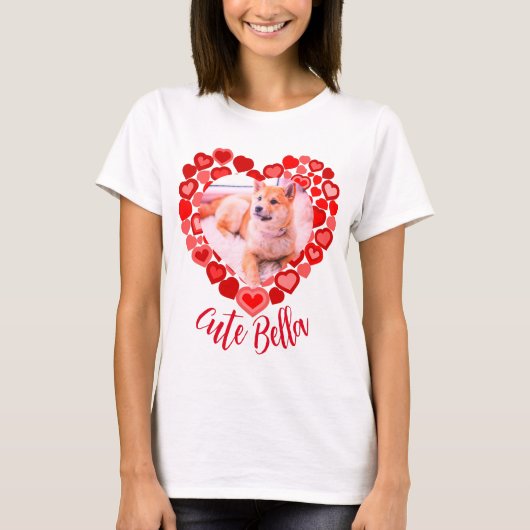 Liefde hond, kattenharsvormig petfoto t-shirt (Voorkant)