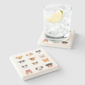 Liefde honden? 12 Puppies voor jou. Stenen Onderzetter (Zijkant)