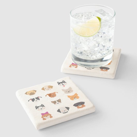 Liefde honden? 12 Puppies voor jou. Stenen Onderzetter (Zijkant)