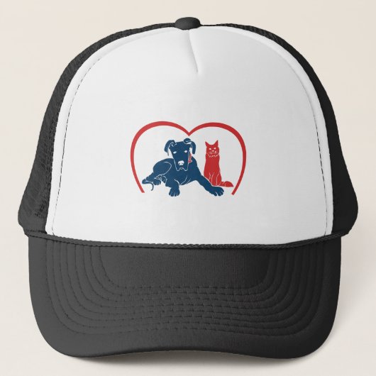 Liefde honden en katten trucker pet (Voorkant)