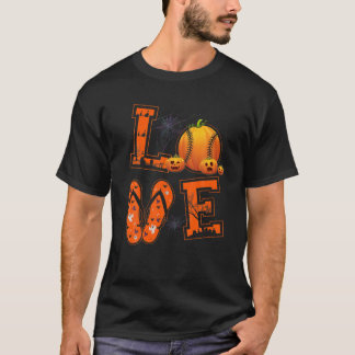 LIEFDE Honkbal Liefhebbers Spelers Pompoen Witch H T-shirt