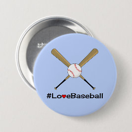 Liefde honkbalhashtag blauwe sport ronde button 7,6 cm