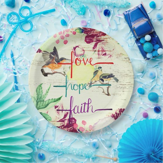 Liefde, hoop, Borden met getrouwe papieren Papieren Bordje (Feest)