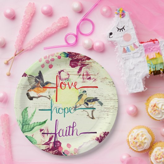 Liefde, hoop, Borden met getrouwe papieren Papieren Bordje (Feest)