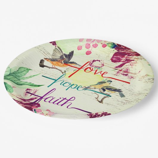 Liefde, hoop, Borden met getrouwe papieren Papieren Bordje (Gekanteld)