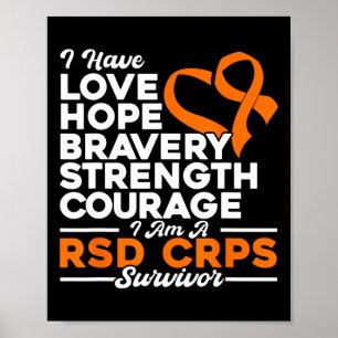 Liefde Hoop Dapperheid Kracht RSD CRPS Bewustzijn Poster