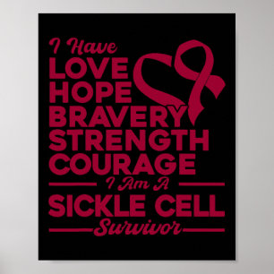 Liefde Hoop Dapperheid Sterkte Sikkelcel Bewustzij Poster