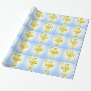 Liefde, hoop en geloof gouden kruis cadeaupapier