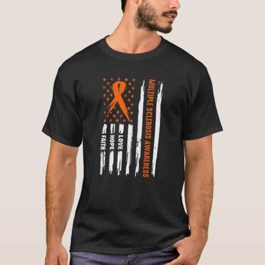 Liefde Hoop Geloof Amerikaanse vlag Multiple Scler T-shirt (Voorkant)