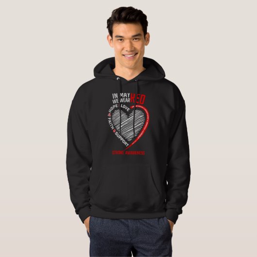 Liefde Hoop Geloof In Mei Draag we Red Survivor St Hoodie (Voorkant volledig)