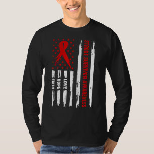 Liefde Hoop Geloof Rode Amerikaanse vlag Stroke Su T-shirt