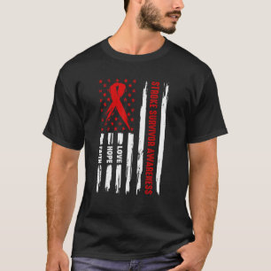 Liefde Hoop Geloof Rode Amerikaanse vlag Stroke Su T-shirt