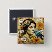 Liefde, Hoop, Schoonheid Inspirerend  Vrouw Vierkante Button 5,1 Cm (Voorkant /achterkant)