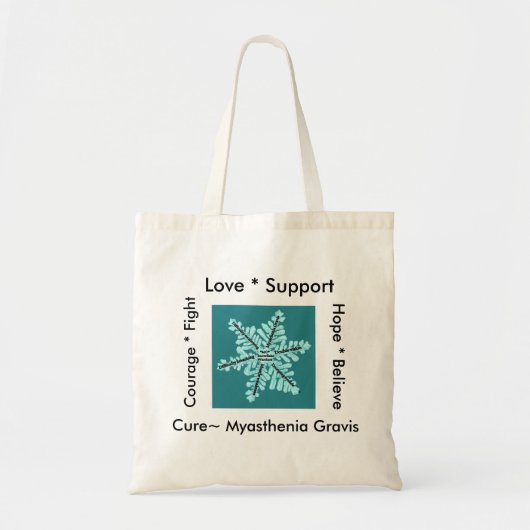 Liefde/Hoop/Vecht/Cure - Myasthenia Bewustheid Tote Bag (Voorkant)