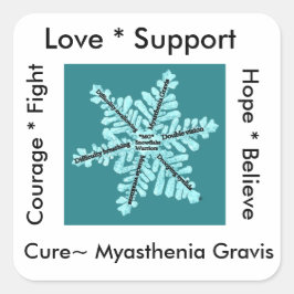 Liefde/Hoop/Vecht/Cure - Myasthenia Bewustheid Vierkante Sticker