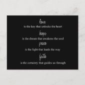 Liefde, hoop, vrede, geloof briefkaart (Voorkant)