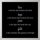 Liefde, hoop, vrede, geloof poster (Voorkant)